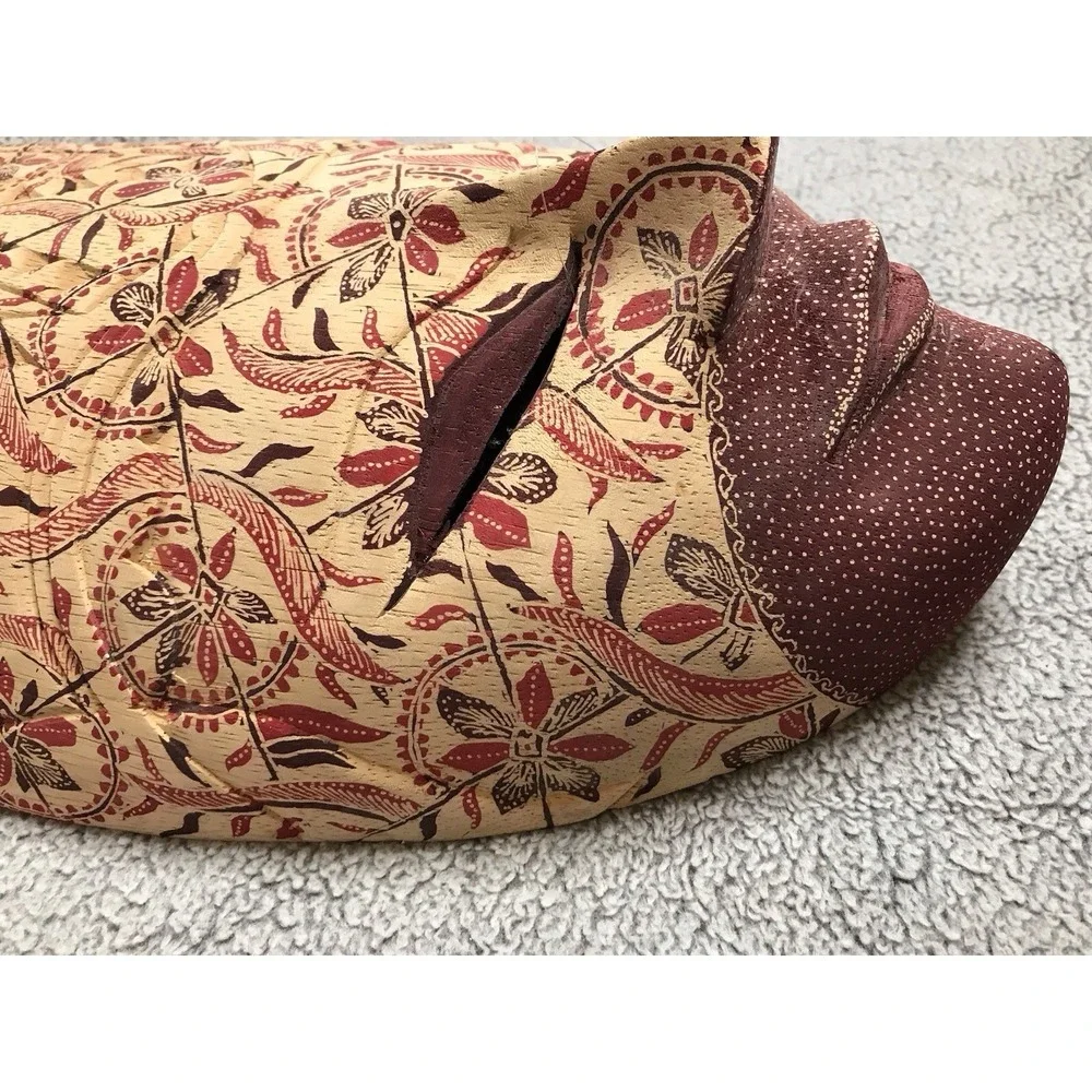 Vintage Hand Carved Indonesian Batik‎ Wooden Cloth Mask Bali Cultural Wall Decor